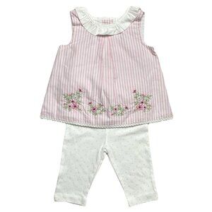 NWT Little Me Garden Border Tunic Set Pink White 3 Months